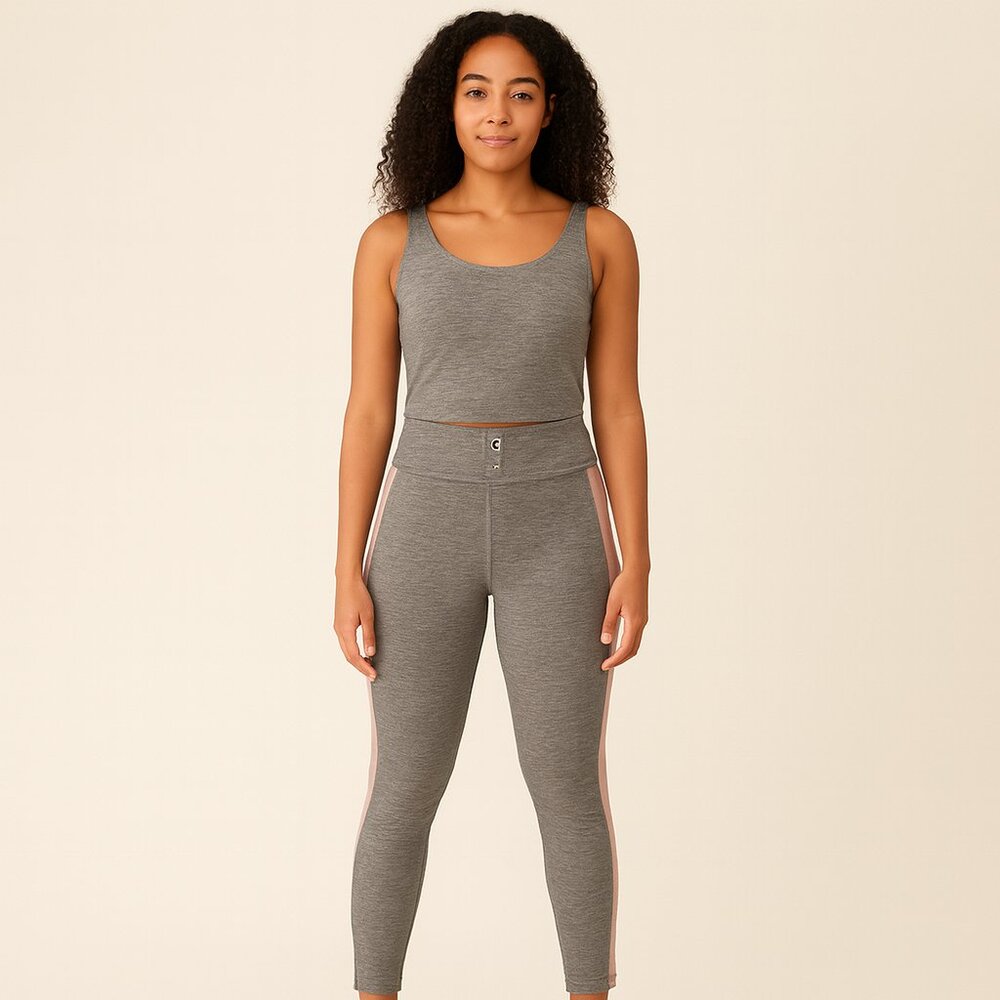 GAPFit Gray and Pink Side Stripe Leggings | Size Medium